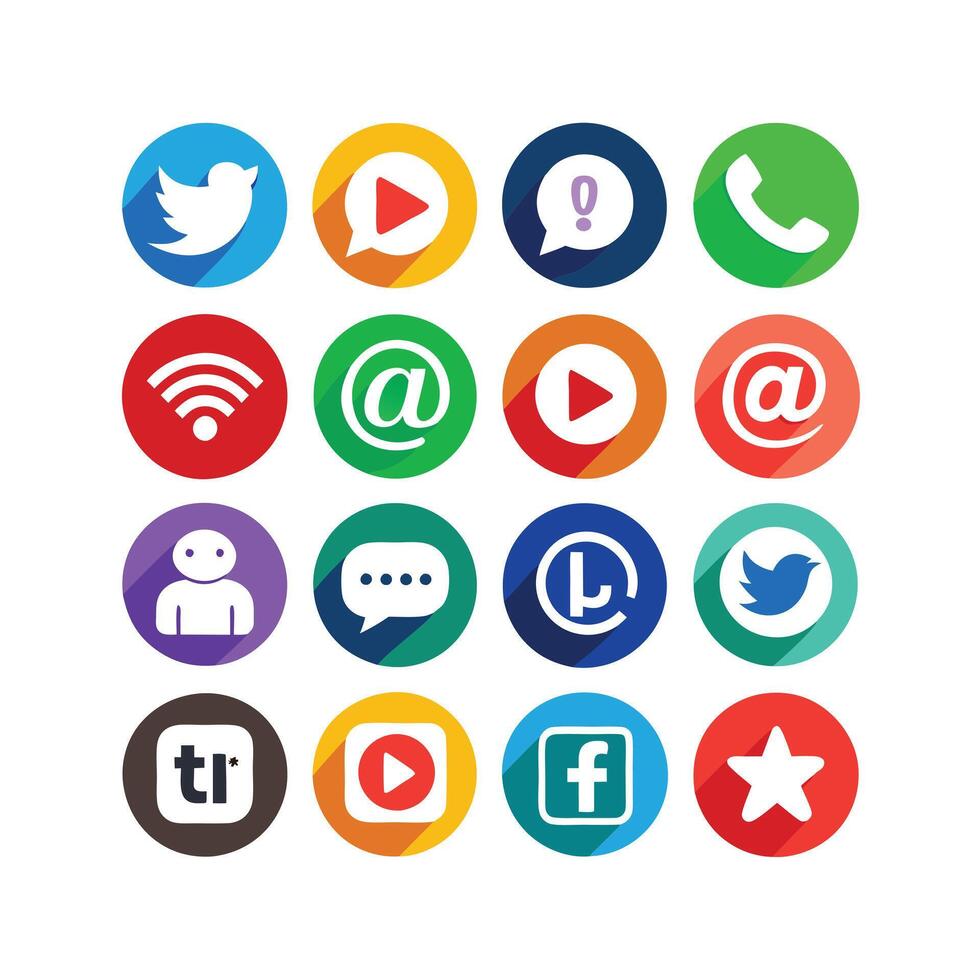 Social Media Icon Set Collection for websites and mobile applications. vector