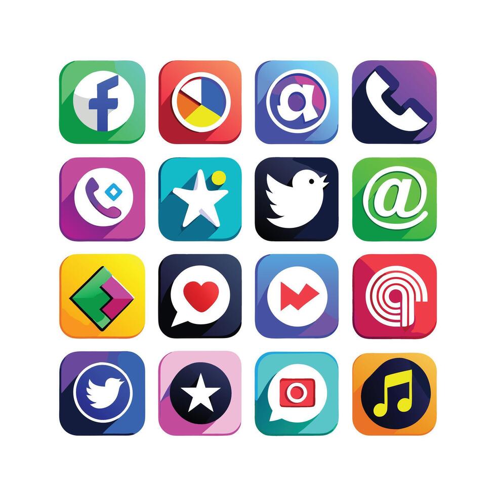 Social Media Icon Set Collection for websites and mobile applications. vector