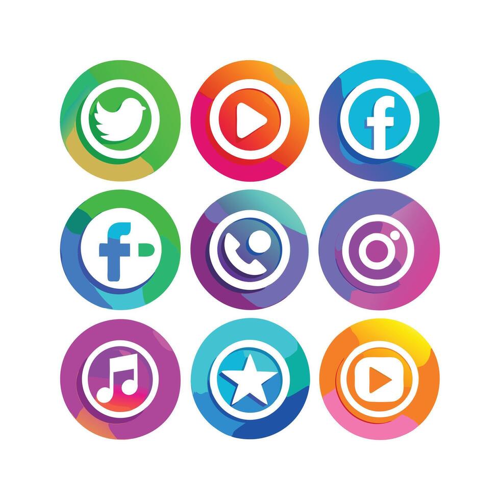 Social Media Icon Set Collection for websites and mobile applications. vector