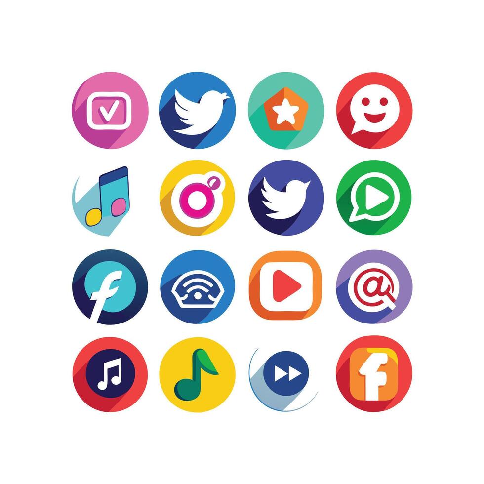 Social Media Icon Set Collection for websites and mobile applications. vector