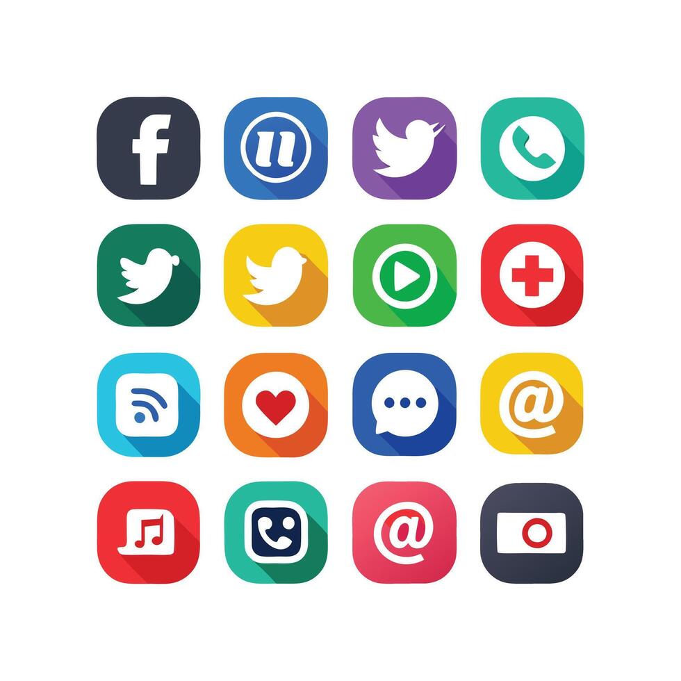 Social Media Icon Set Collection for websites and mobile applications. vector
