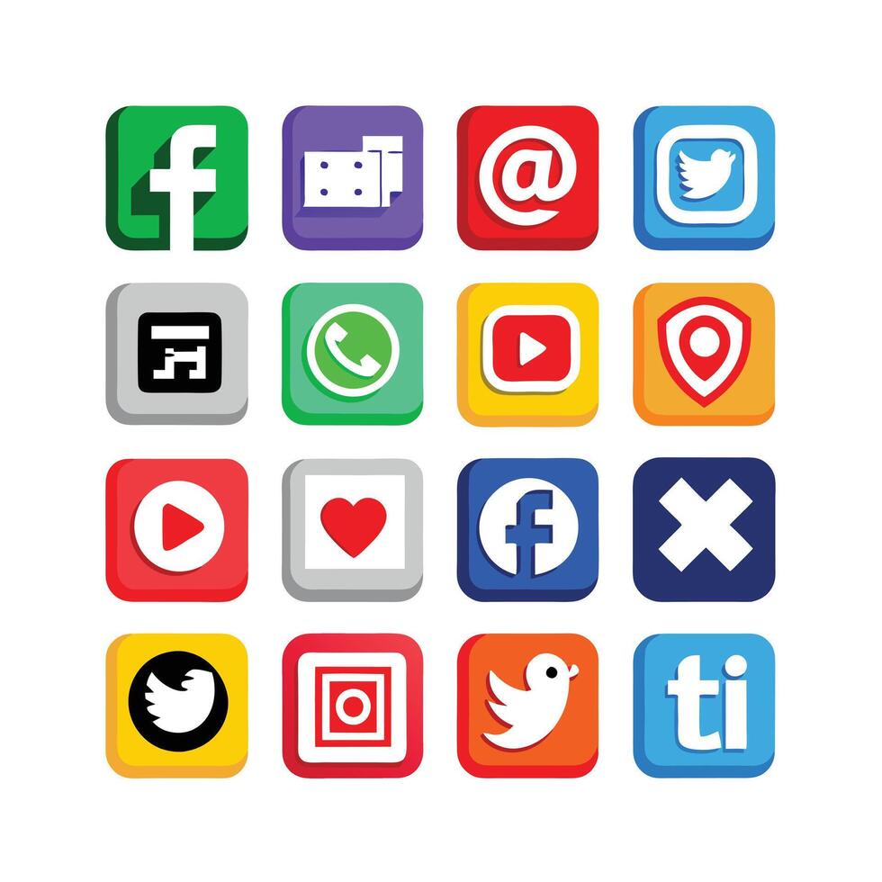 Social Media Icon Set Collection for websites and mobile applications. vector