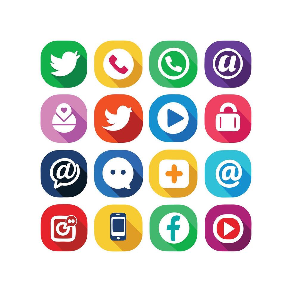 Social Media Icon Set Collection for websites and mobile applications. vector