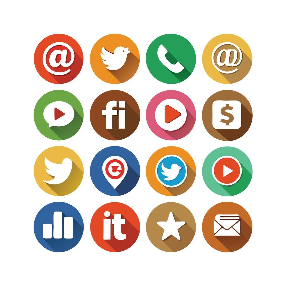 Social Media Icon Set Collection for websites and mobile applications. vector