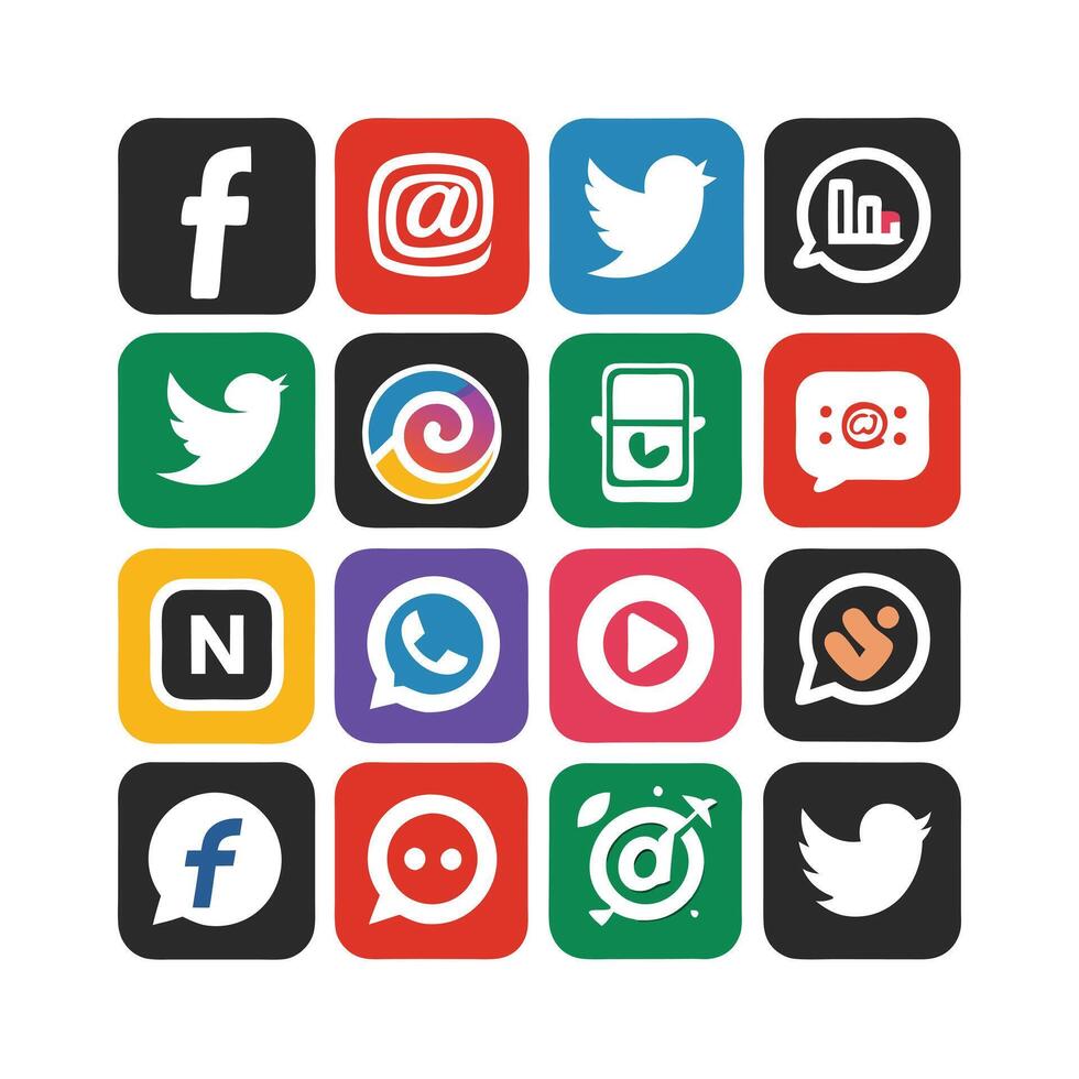 Social Media Icon Set Collection for websites and mobile applications. vector
