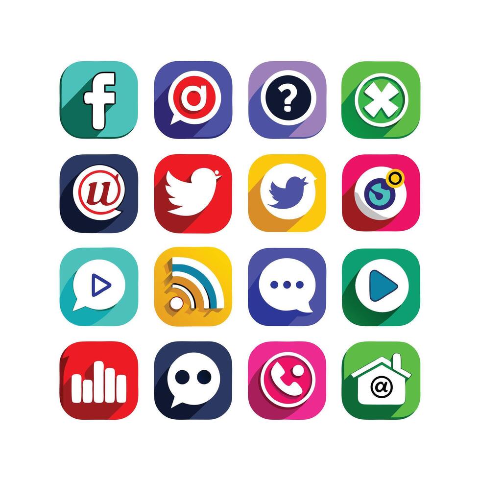 Social Media Icon Set Collection for websites and mobile applications. vector
