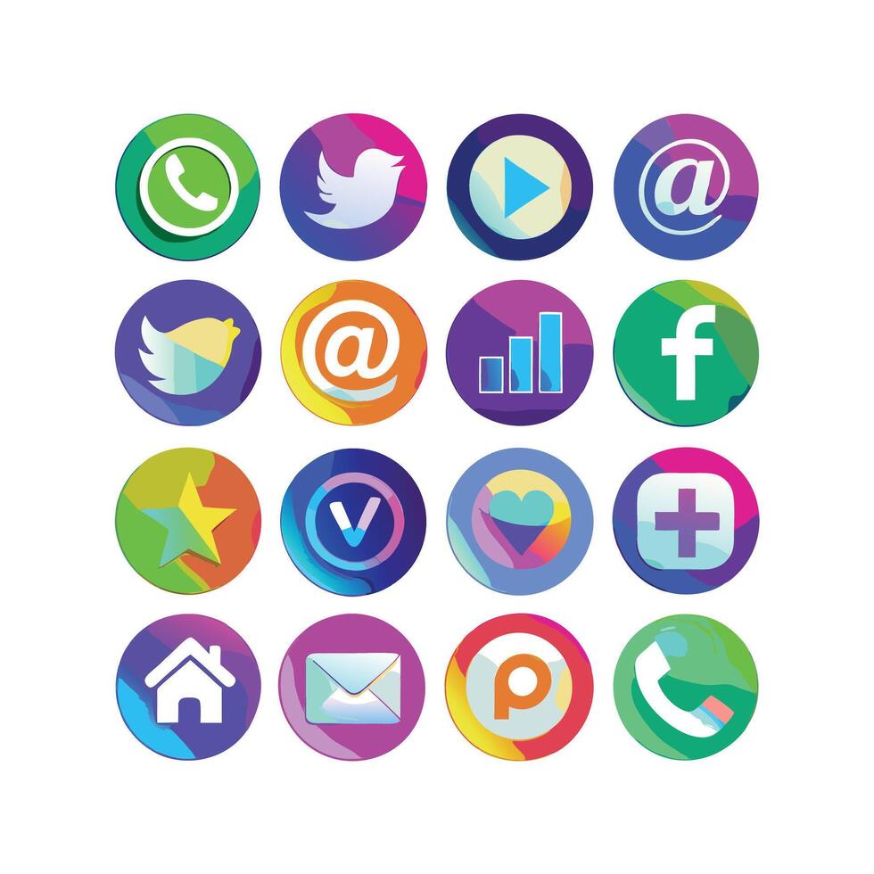 Social Media Icon Set Collection for websites and mobile applications. vector