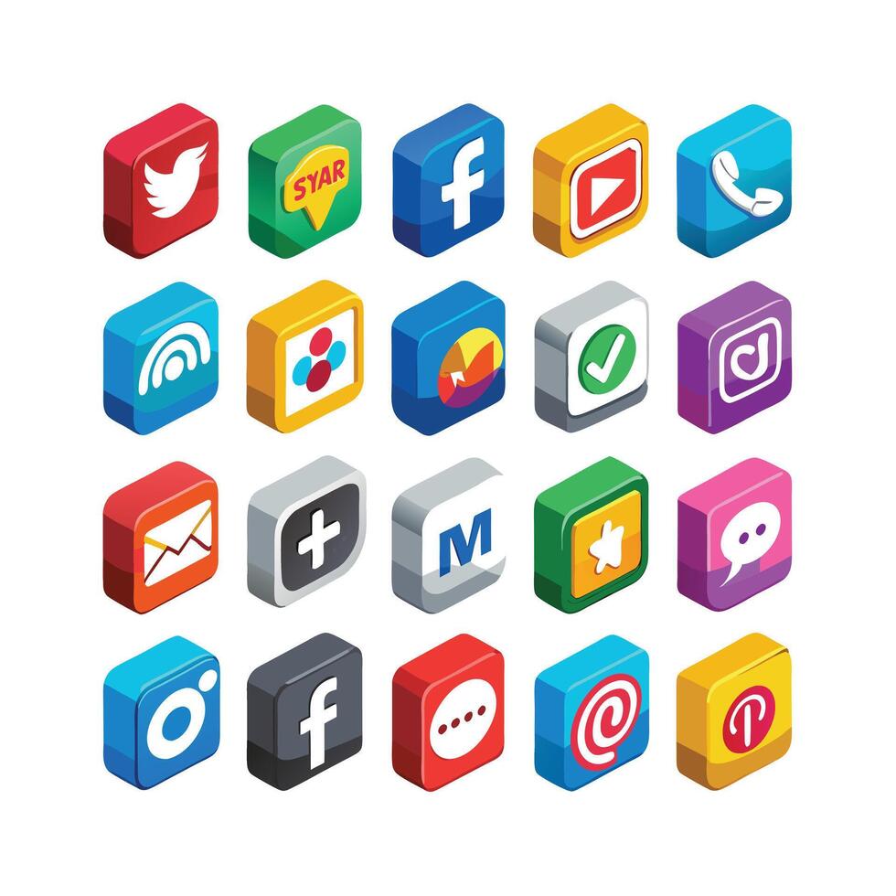 Social Media Icon Set Collection for websites and mobile applications. vector