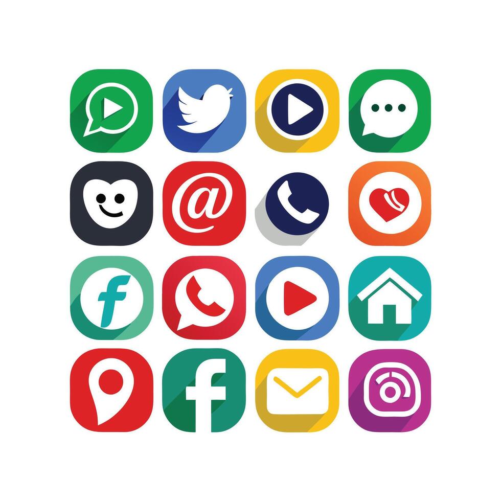 Social Media Icon Set Collection for websites and mobile applications. vector