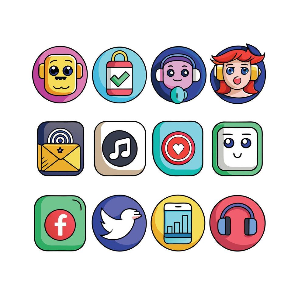 Social Media Icon Set Collection for websites and mobile applications. vector