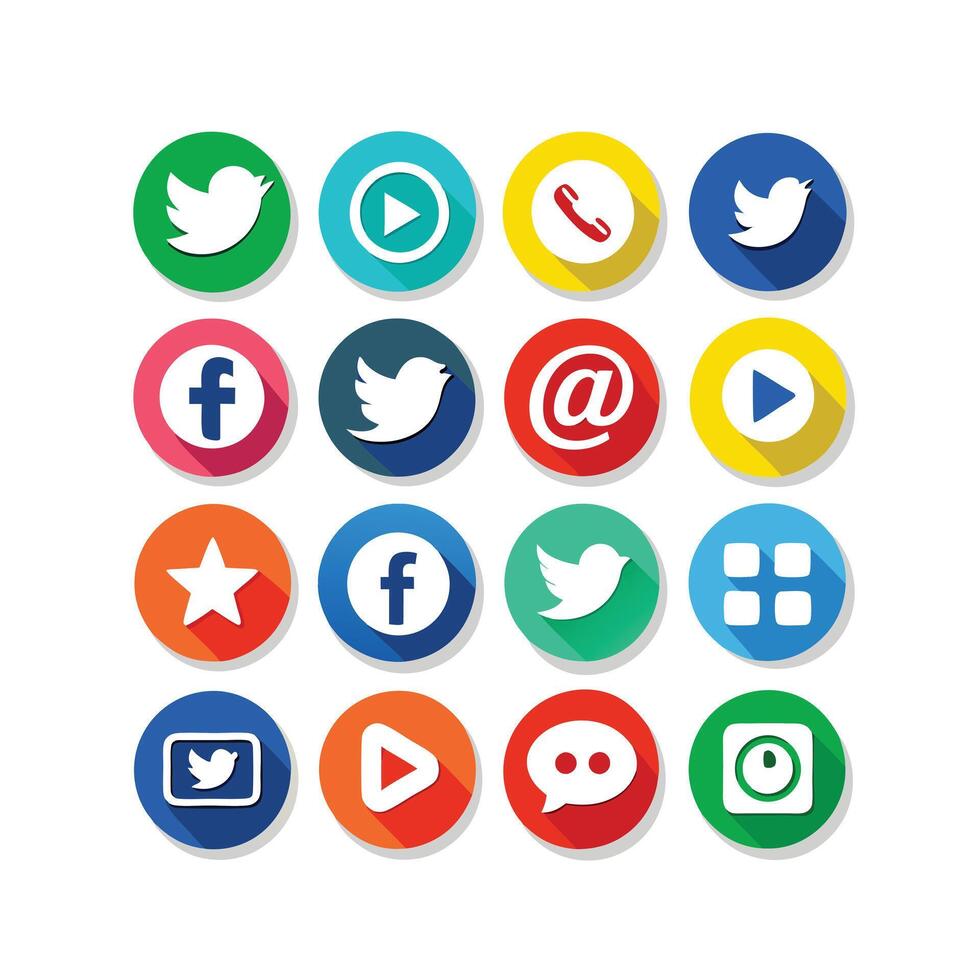 Social Media Icon Set Collection for websites and mobile applications. vector