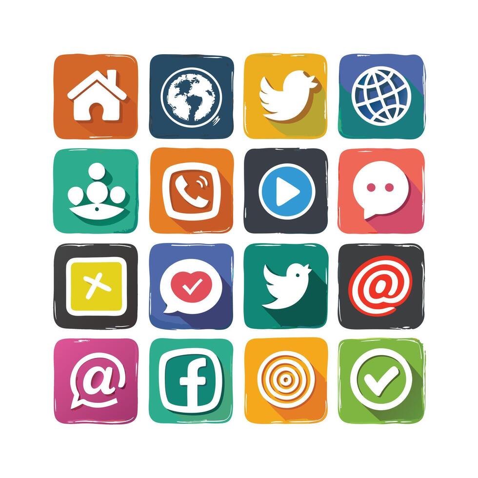 Social Media Icon Set Collection for websites and mobile applications. vector