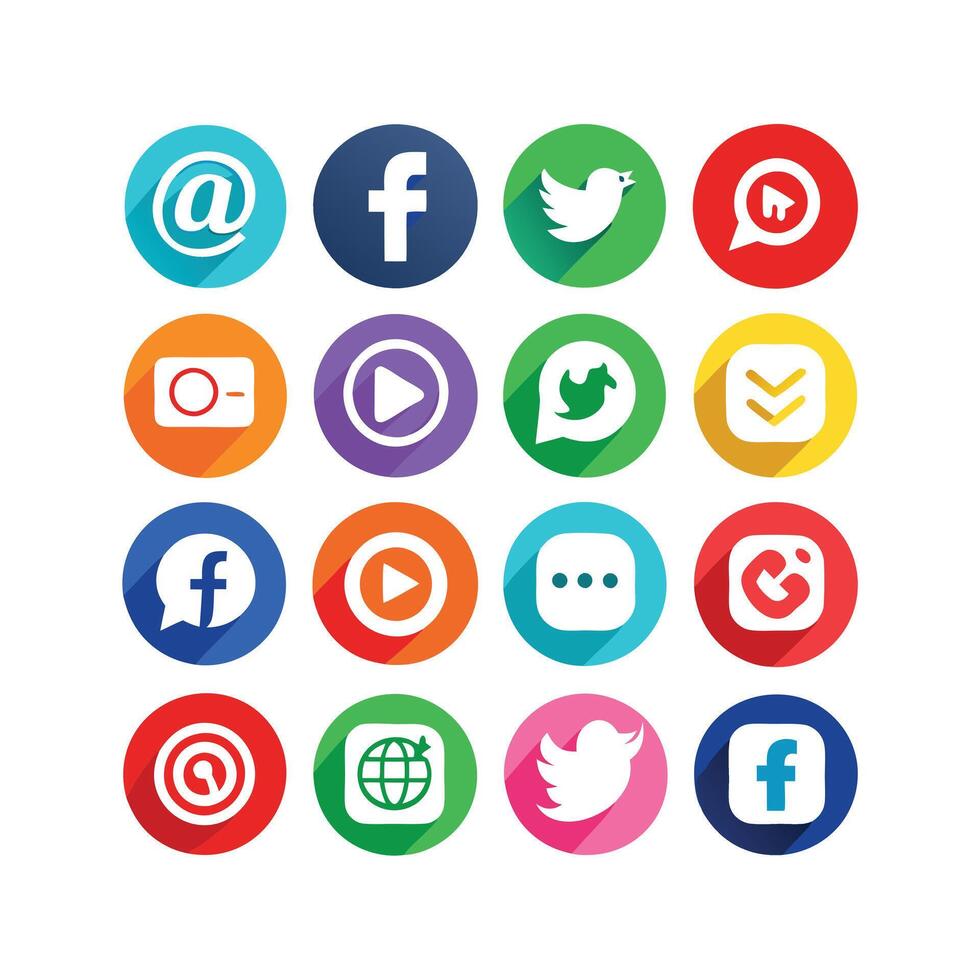 Social Media Icon Set Collection for websites and mobile applications. vector
