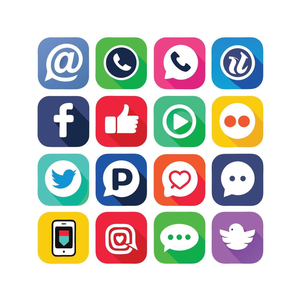 Social Media Icon Set Collection for websites and mobile applications. vector
