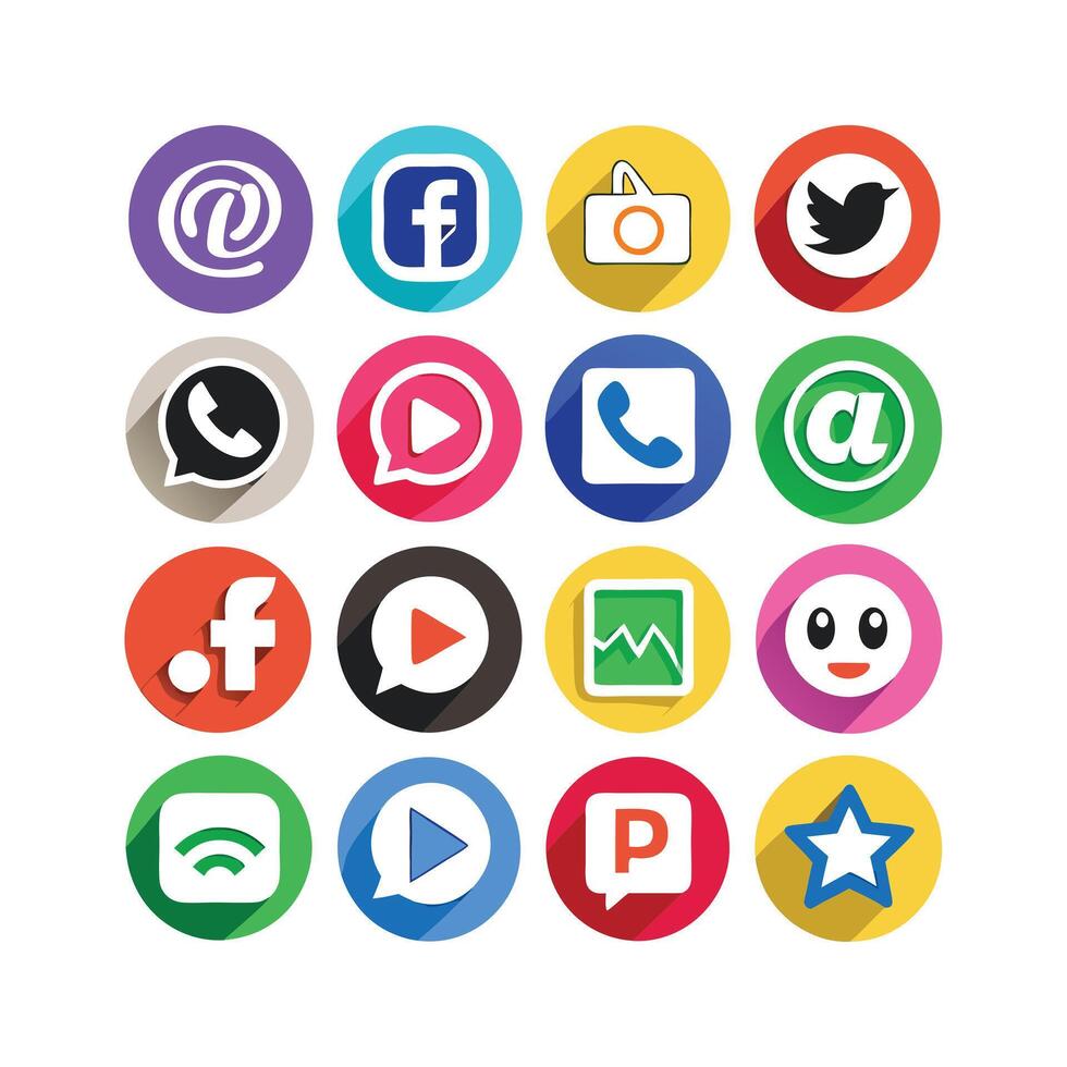 Social Media Icon Set Collection for websites and mobile applications. vector