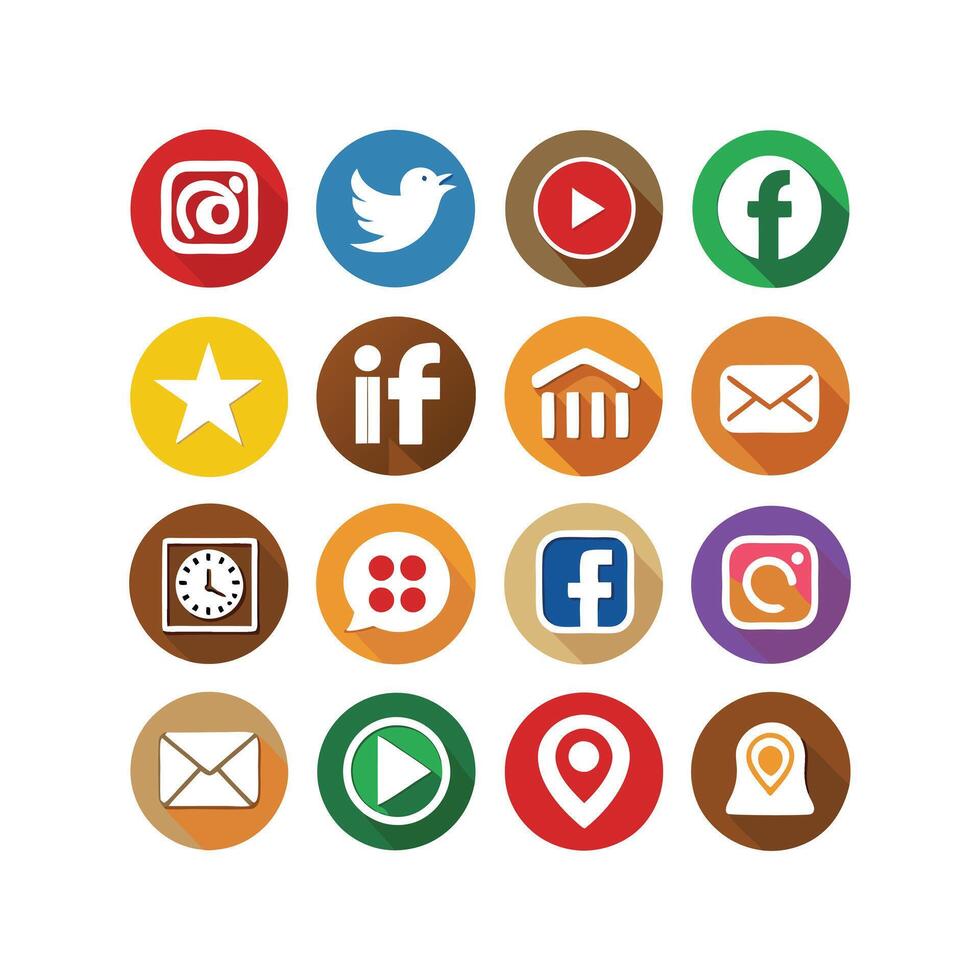 Social Media Icon Set Collection for websites and mobile applications. vector