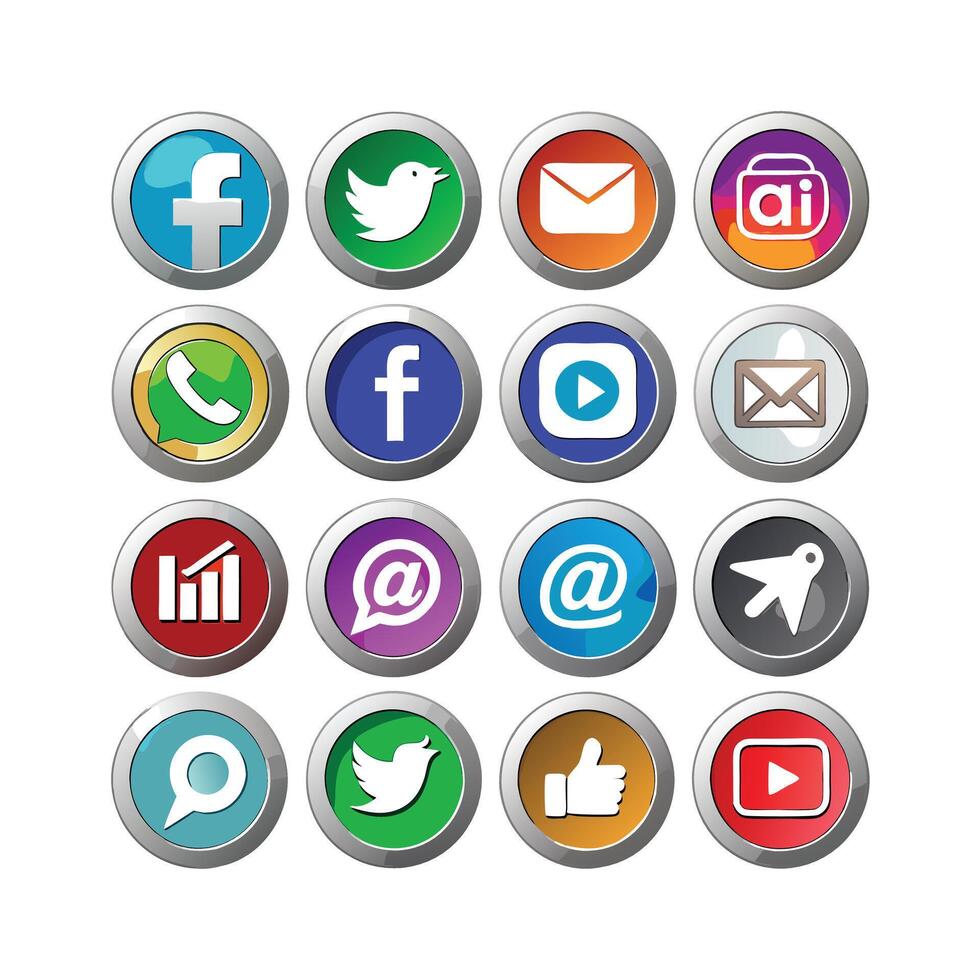 Social Media Icon Set Collection for websites and mobile applications. vector