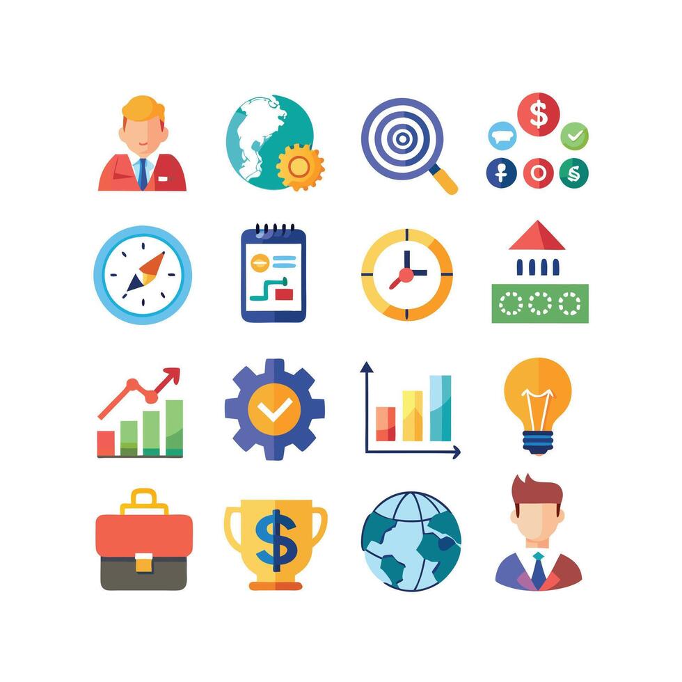 Business and Finance Icon Set Collection for Documents, Websites and Applications vector