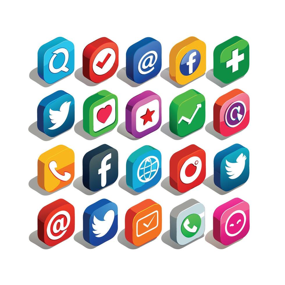 Social Media Icon Set Collection for websites and mobile applications. vector