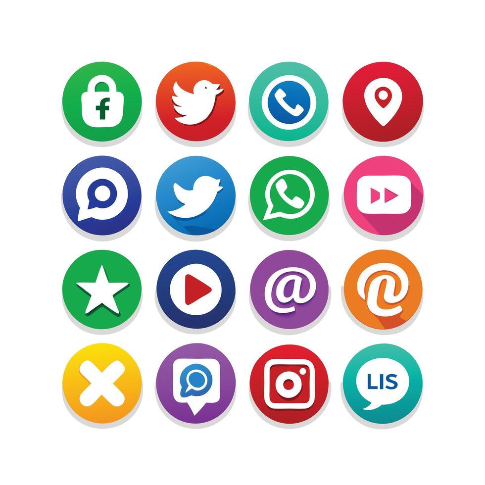 Social Media Icon Set Collection for websites and mobile applications. vector