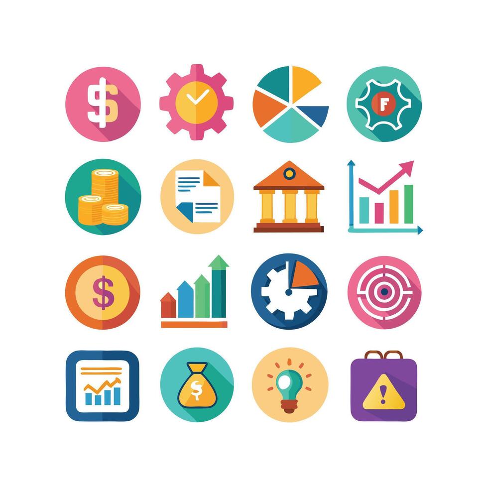 Business and Finance Icon Set Collection for Documents, Websites and Applications vector