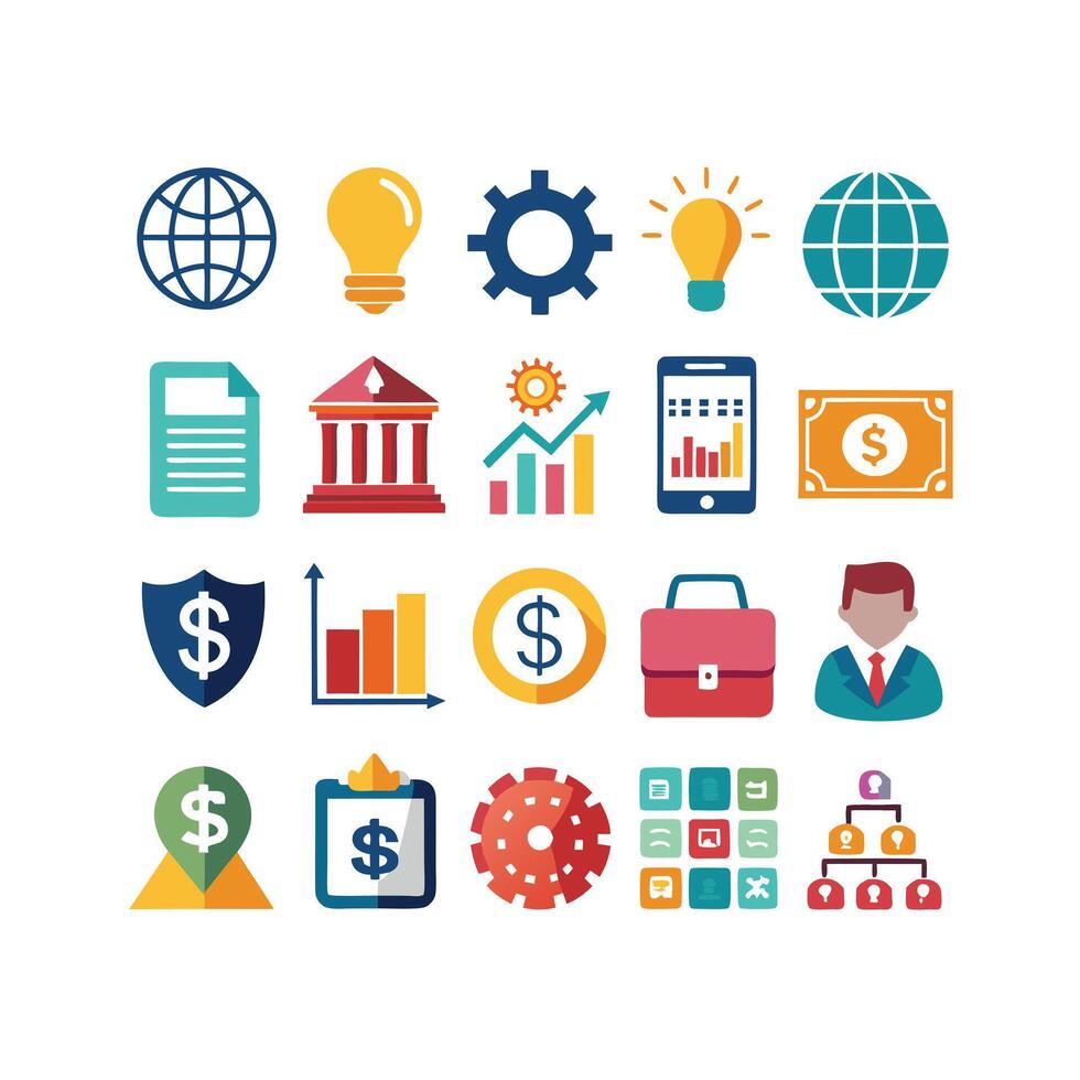 Business and Finance Icon Set Collection for Documents, Websites and Applications vector