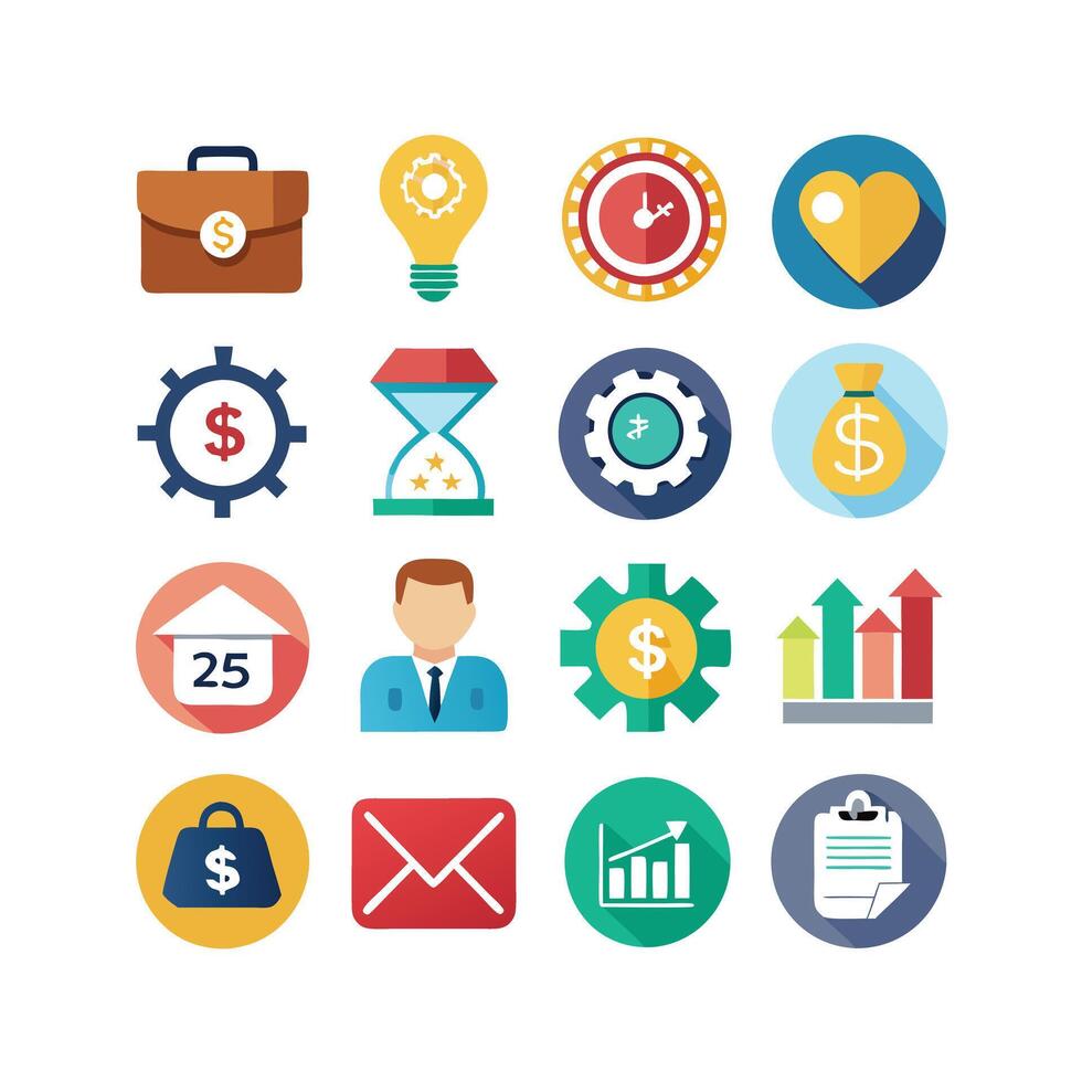 Business and Finance Icon Set Collection for Documents, Websites and Applications vector