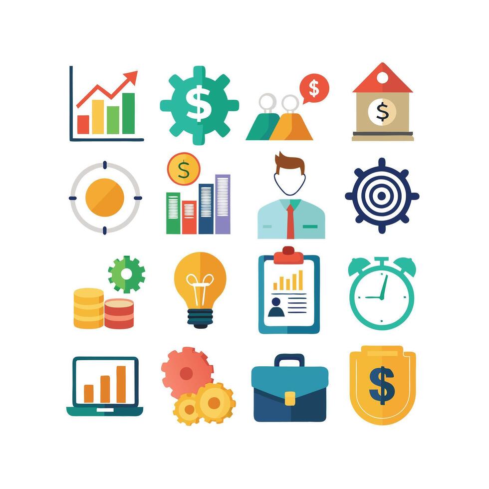 Business and Finance Icon Set Collection for Documents, Websites and Applications vector