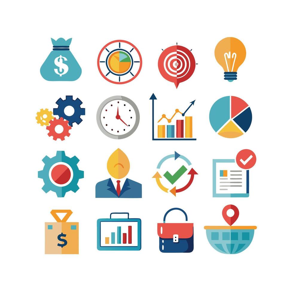 Business and Finance Icon Set Collection for Documents, Websites and Applications vector