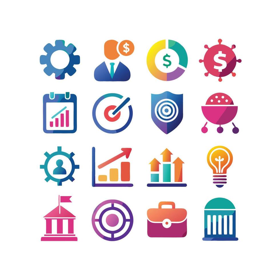 Business and Finance Icon Set Collection for Documents, Websites and Applications vector