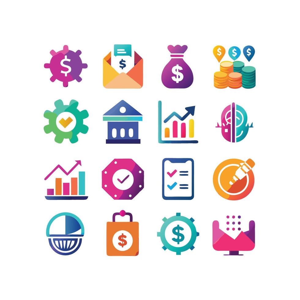 Business and Finance Icon Set Collection for Documents, Websites and Applications vector