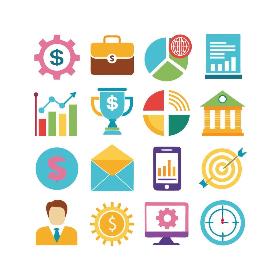 Business and Finance Icon Set Collection for Documents, Websites and Applications vector