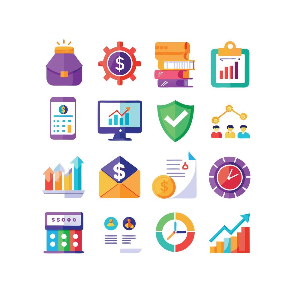 Business and Finance Icon Set Collection for Documents, Websites and Applications vector