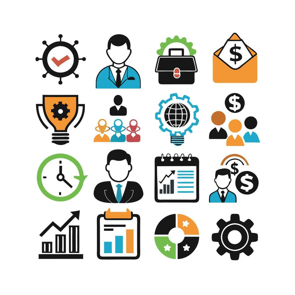 Business and Finance Icon Set Collection for Documents, Websites and Applications vector
