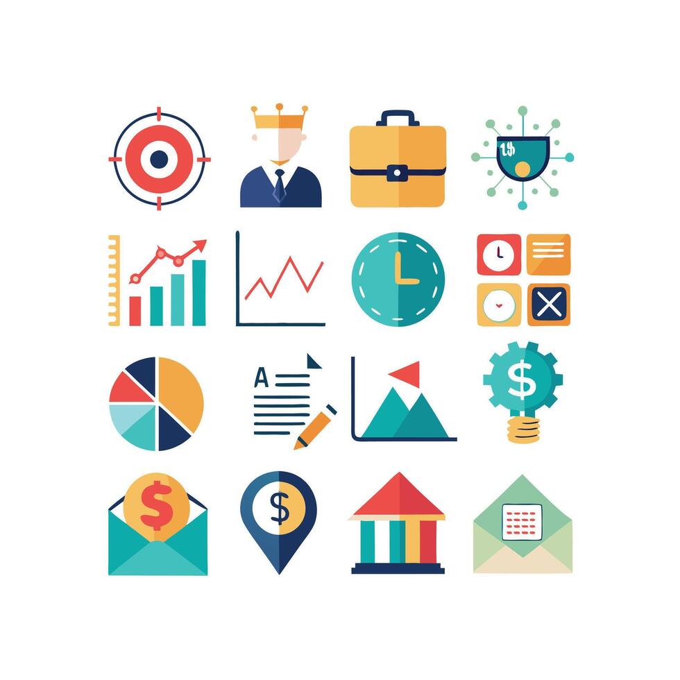 Business and Finance Icon Set Collection for Documents, Websites and Applications vector