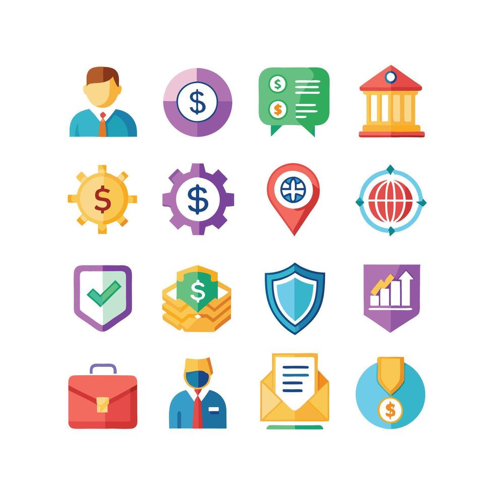 Business and Finance Icon Set Collection for Documents, Websites and Applications vector