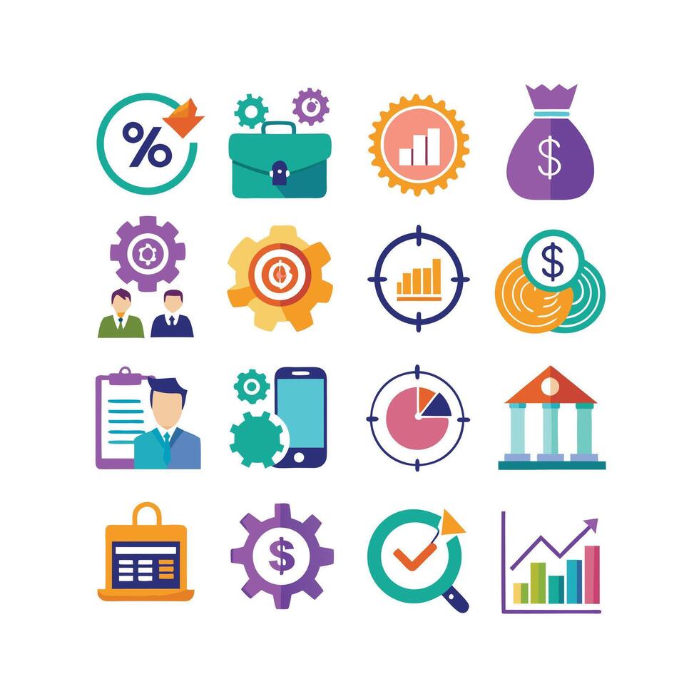 Business and Finance Icon Set Collection for Documents, Websites and Applications vector