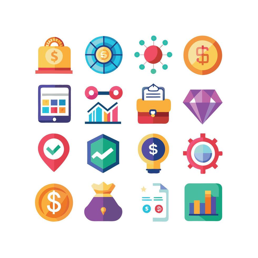 Business and Finance Icon Set Collection for Documents, Websites and Applications vector
