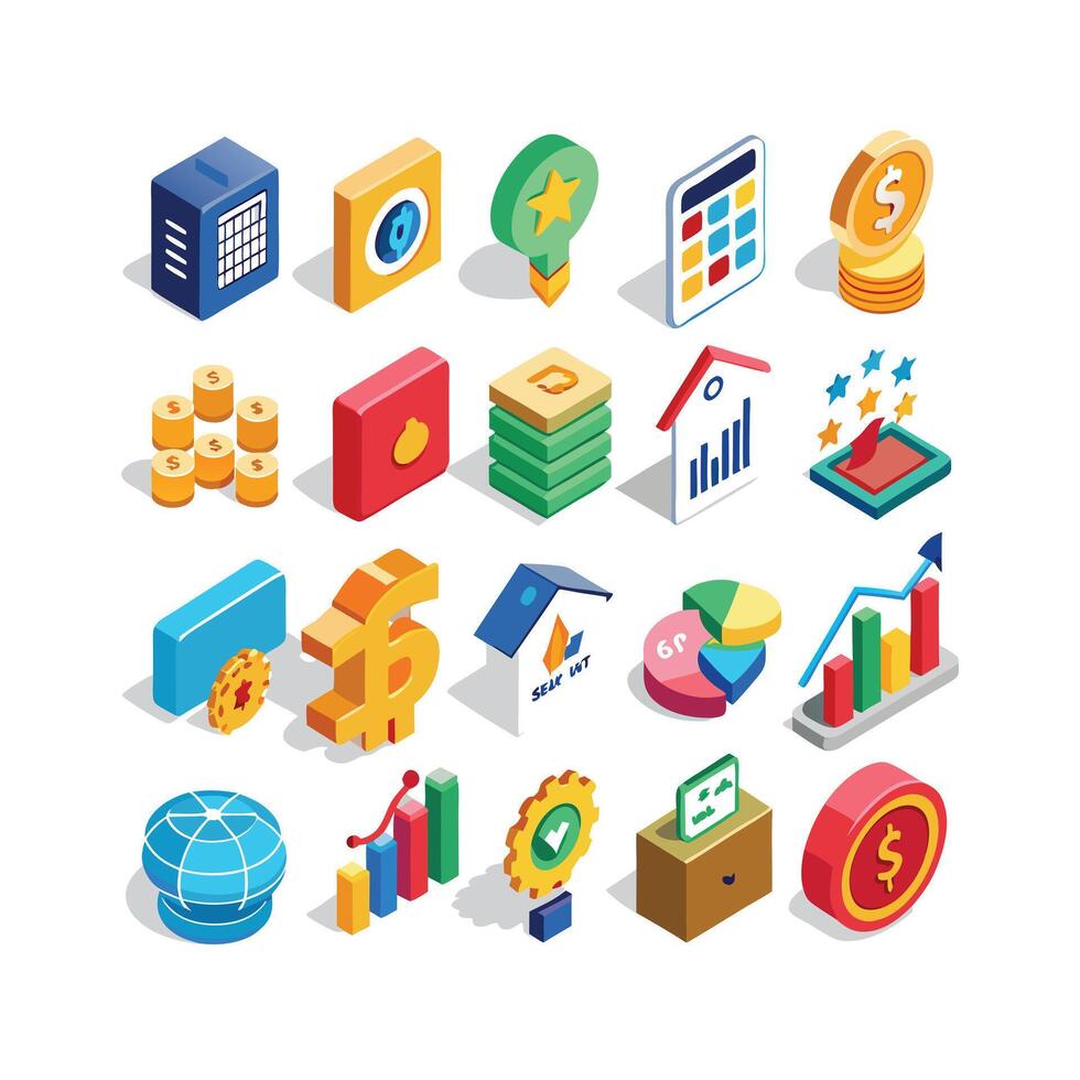 Business and Finance Icon Set Collection for Documents, Websites and Applications vector