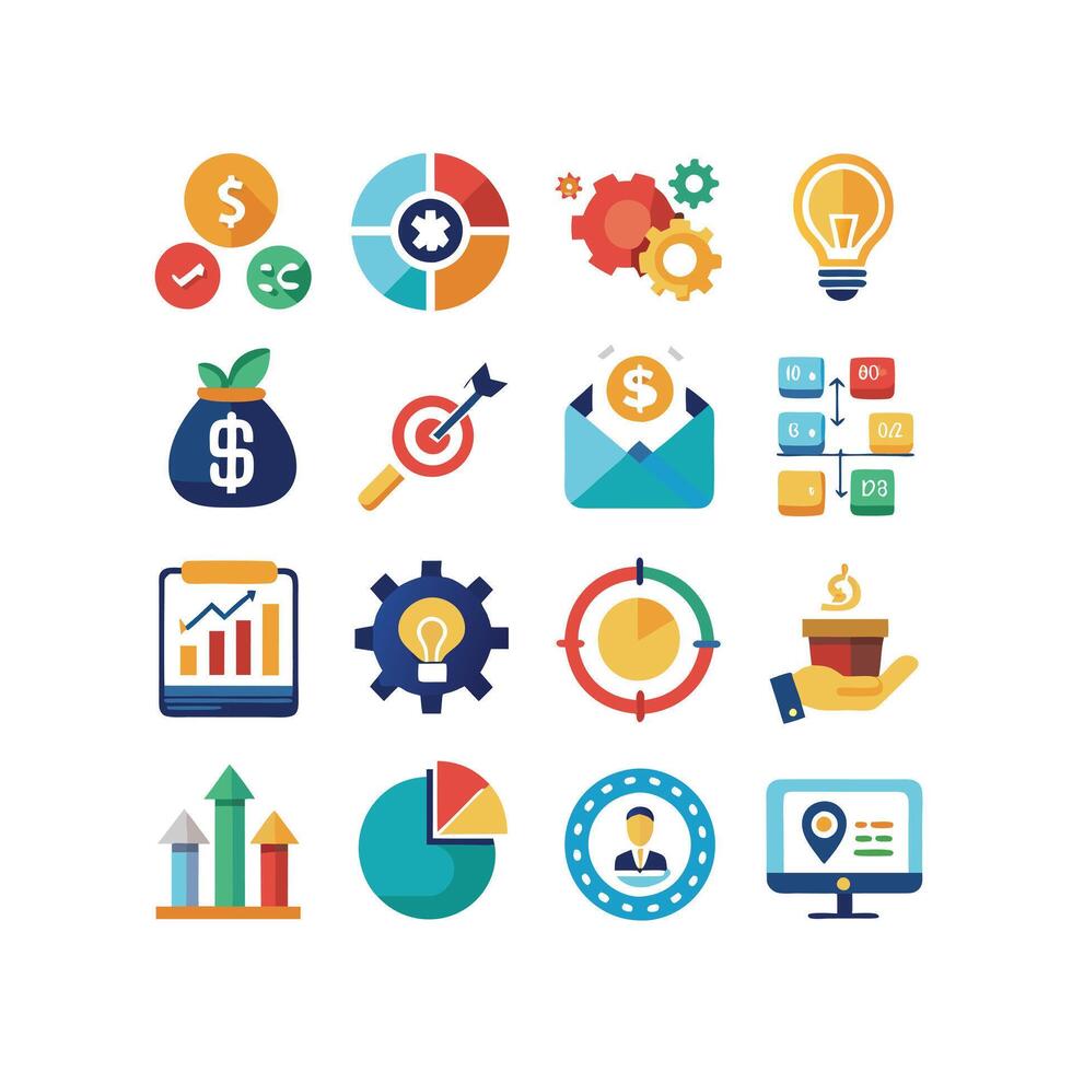 Business and Finance Icon Set Collection for Documents, Websites and Applications vector