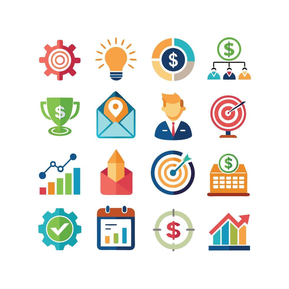 Business and Finance Icon Set Collection for Documents, Websites and Applications vector