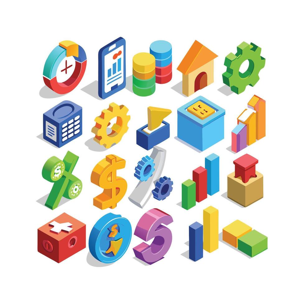 Business and Finance Icon Set Collection for Documents, Websites and Applications vector