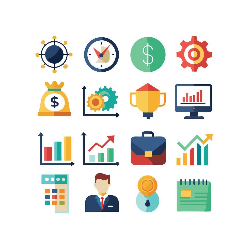 Business and Finance Icon Set Collection for Documents, Websites and Applications vector