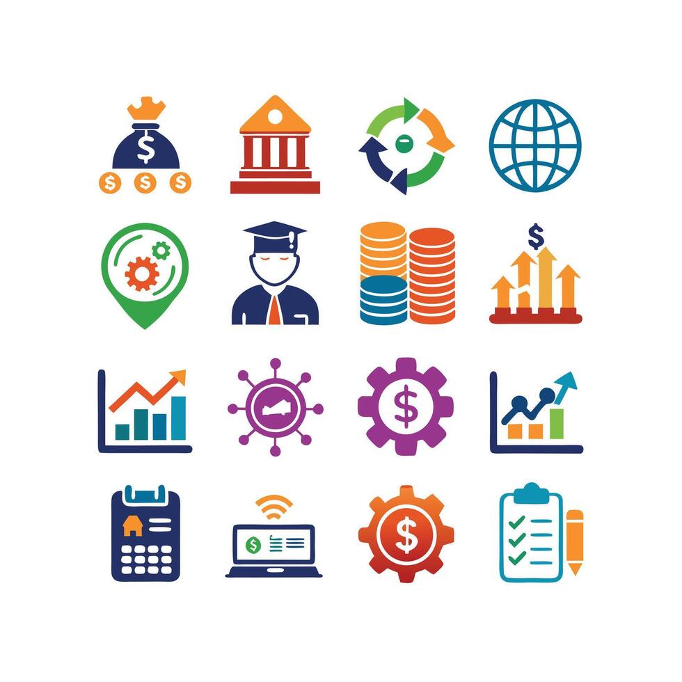 Business and Finance Icon Set Collection for Documents, Websites and Applications vector