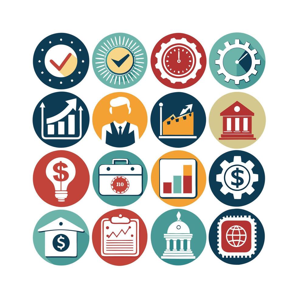 Business and Finance Icon Set Collection for Documents, Websites and Applications vector