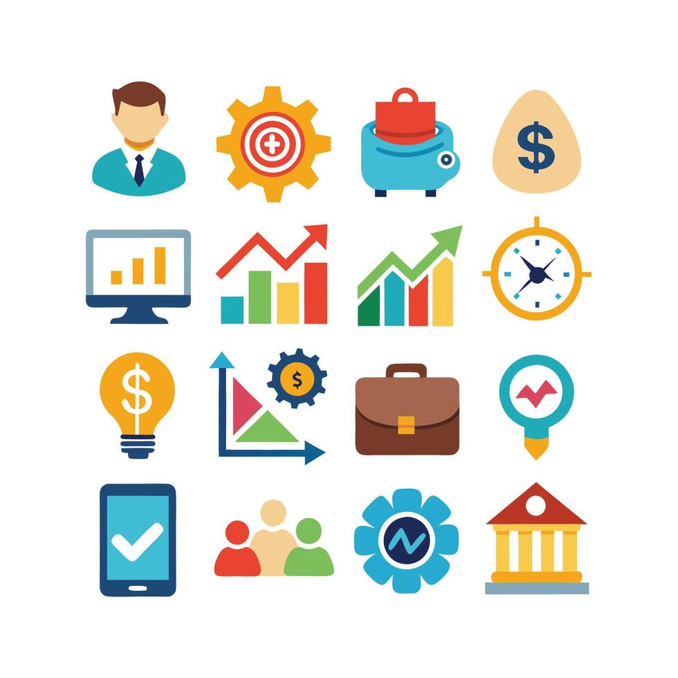 Business and Finance Icon Set Collection for Documents, Websites and Applications vector