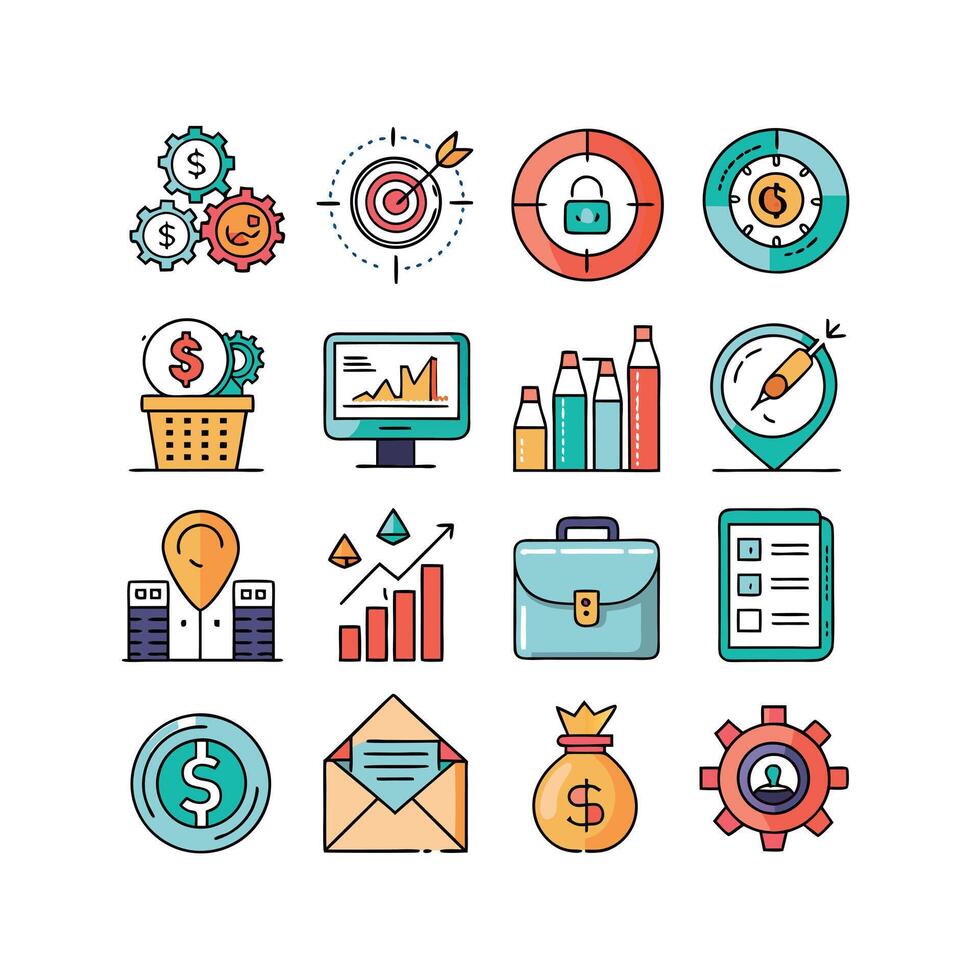 Business and Finance Icon Set Collection for Documents, Websites and Applications vector