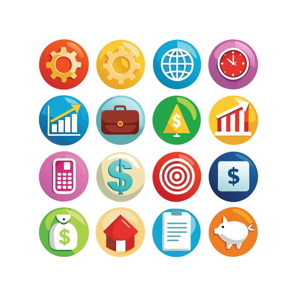 Business and Finance Icon Set Collection for Documents, Websites and Applications vector