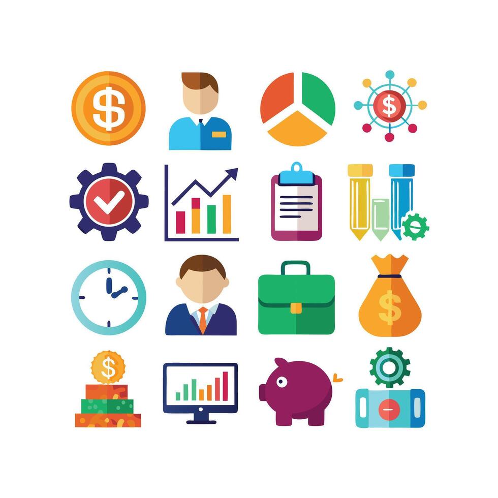 Business and Finance Icon Set Collection for Documents, Websites and Applications vector
