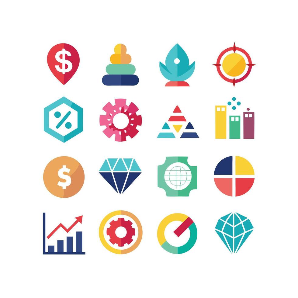Business and Finance Icon Set Collection for Documents, Websites and Applications vector